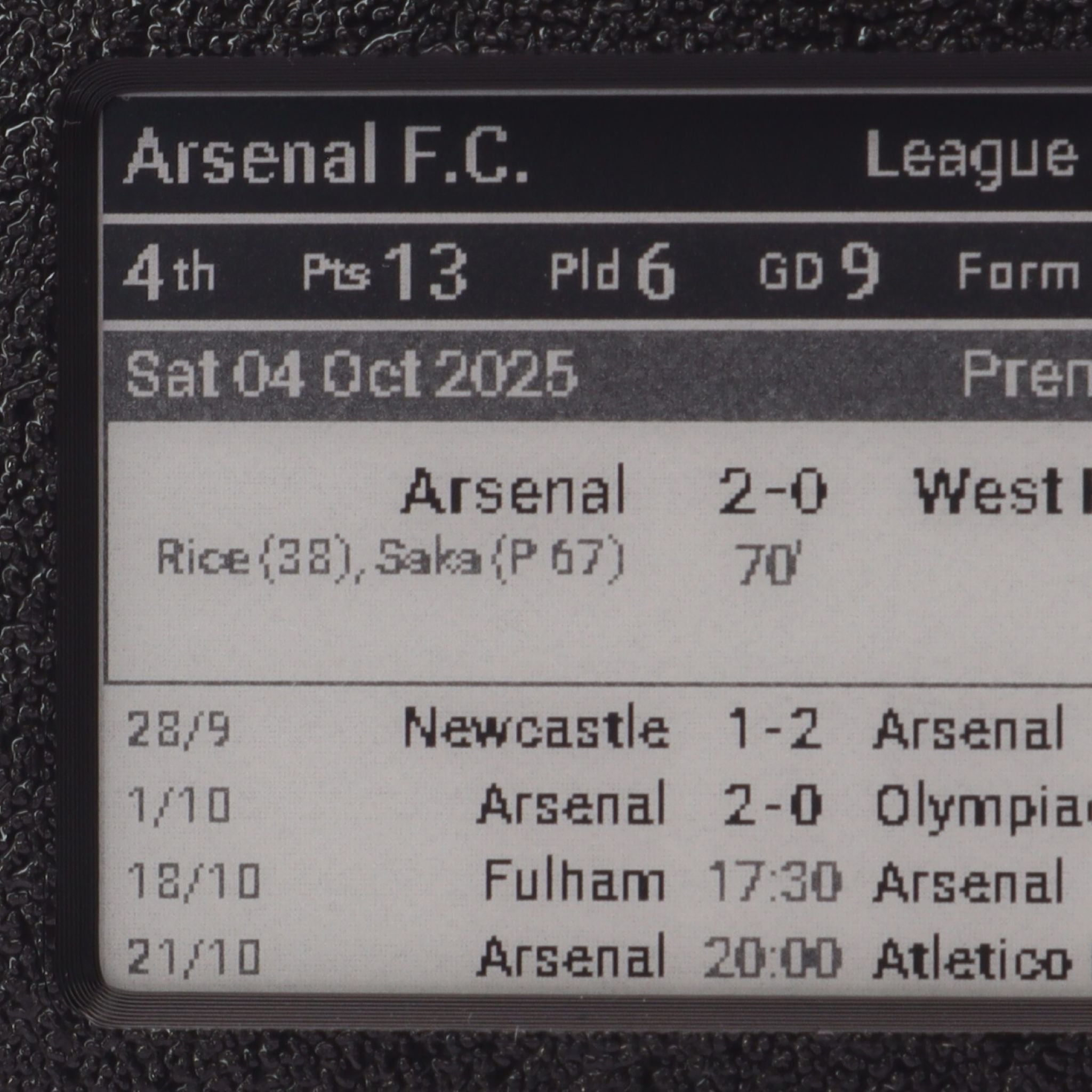 2.7" League Frame – Compact Team Tracking Football Display