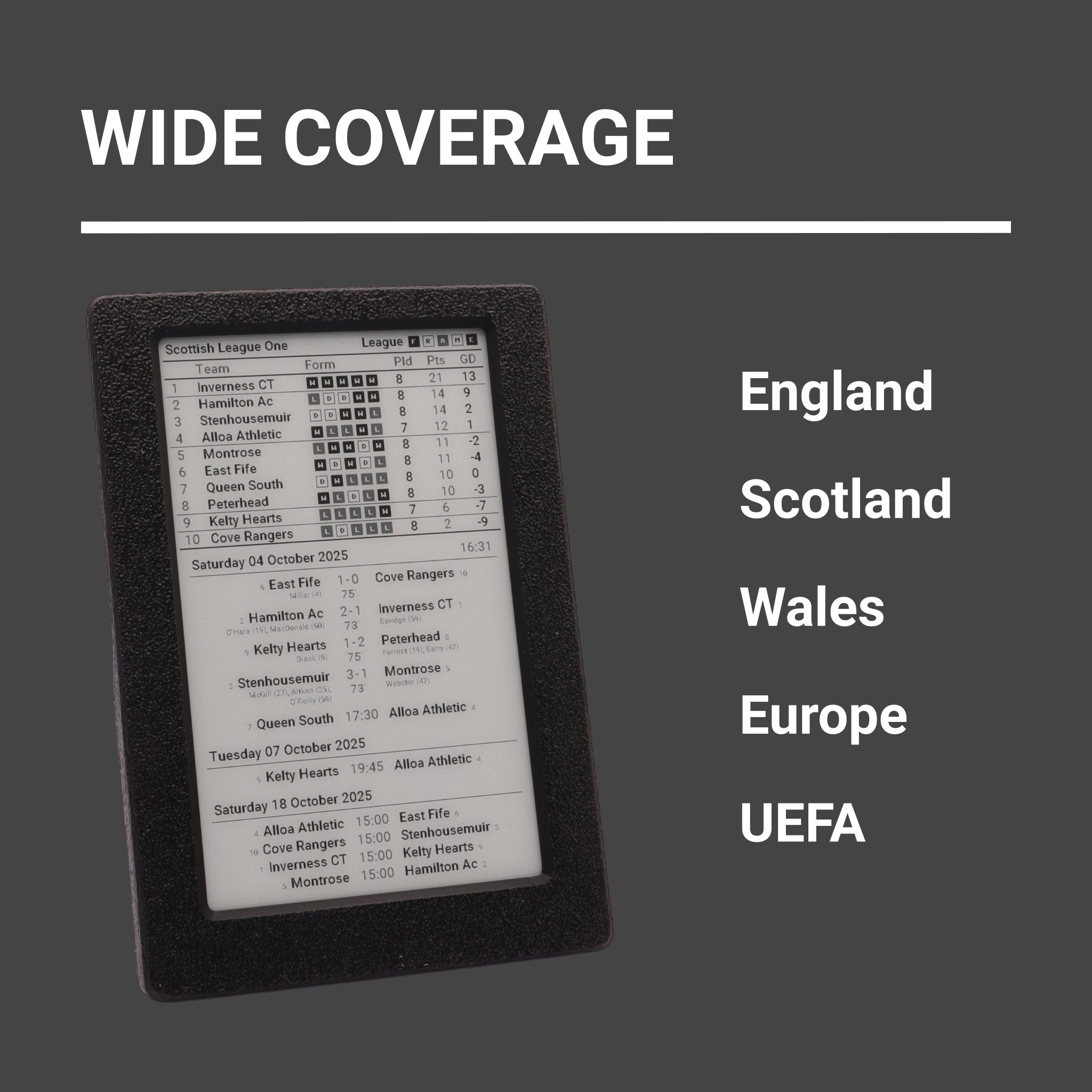 4.2" League Frame – Small Multi‑View Football Display