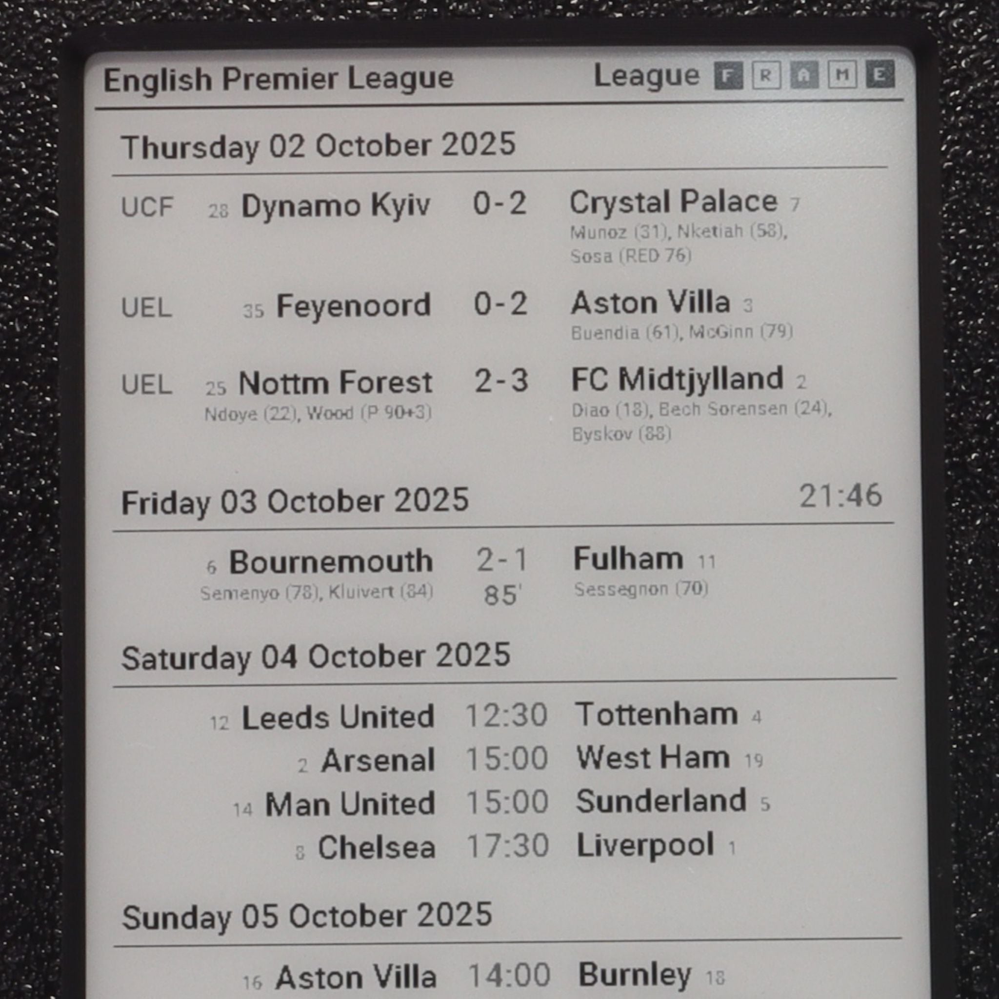 4.2" League Frame – Small Multi‑View Football Display