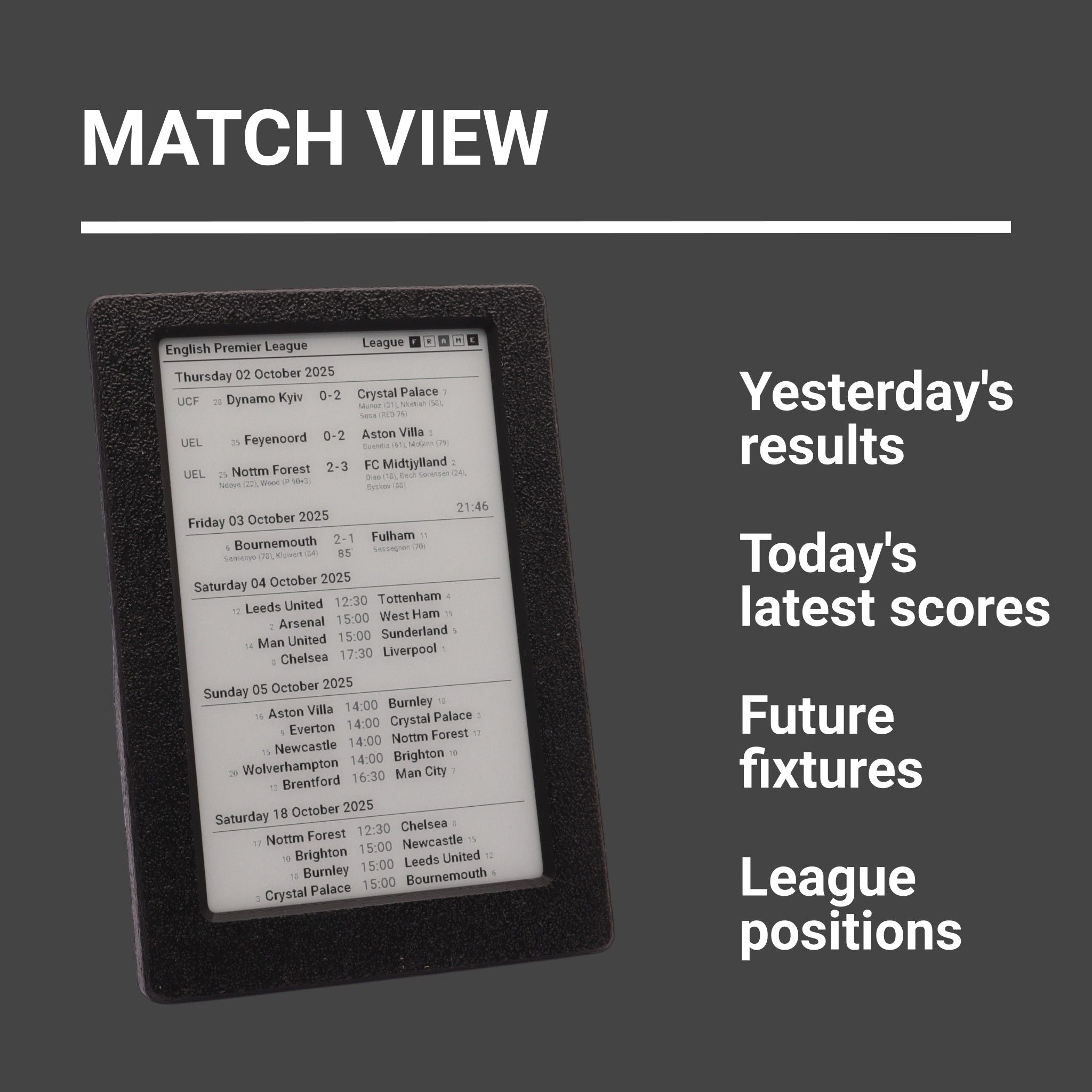 4.2" League Frame – Small Multi‑View Football Display