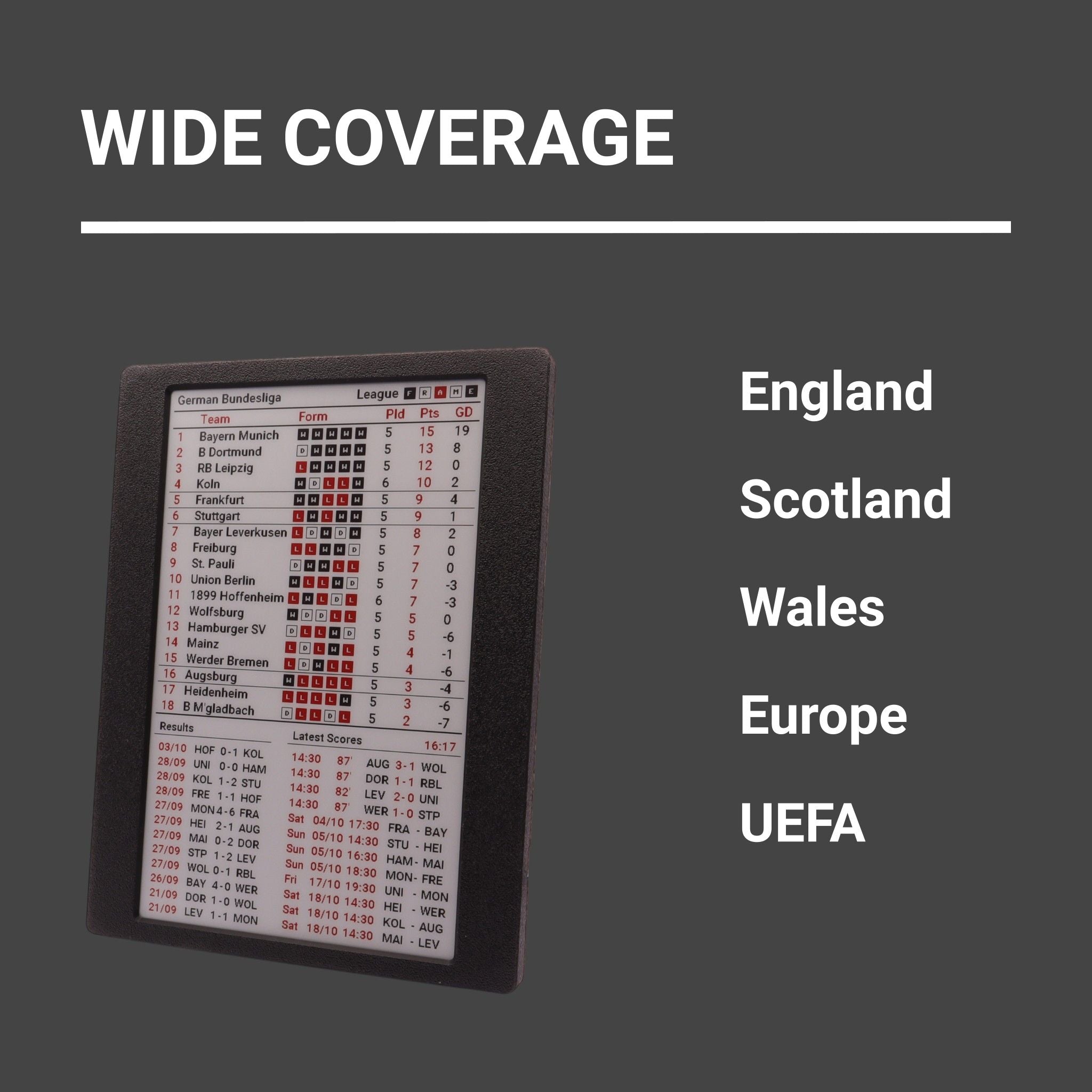 7.5" League Frame – Large Multi‑View Football Display