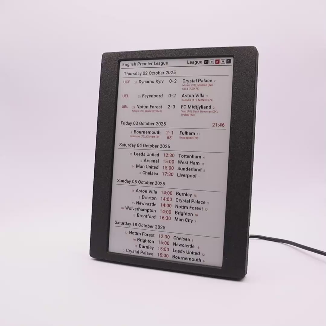 7.5" League Frame – Large Multi‑View Football Display